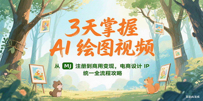 3天掌握AI绘图视频，从MJ 注册到商用变现，电商设计IP统一全流程攻略-余宽网创