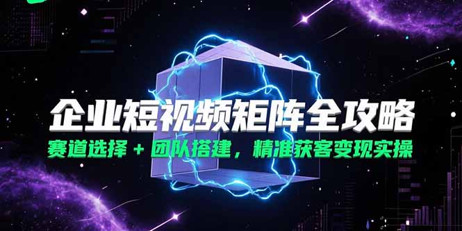 企业短视频矩阵全攻略，赛道选择+团队搭建，精准获客变现实操-梵摄网创