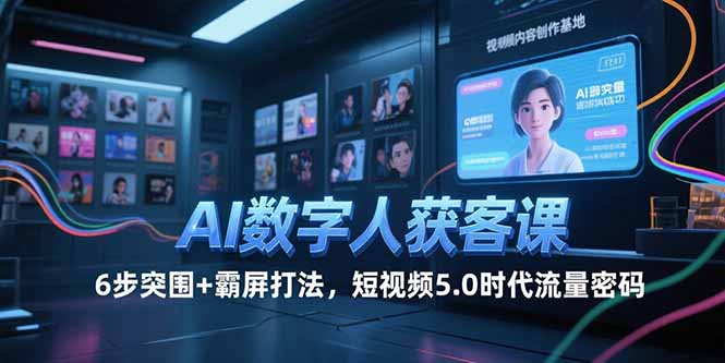 AI数字人获客课，6步突围+霸屏打法，短视频5.0时代流量密码-余宽网创
