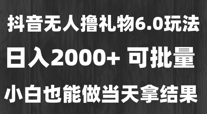 最新风口暴力撸金技术，无人撸礼物，长期稳定 一天收益2000+，小白当天…-余宽网创