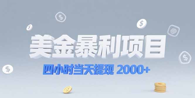 美金暴利项目，四小时当天提现 2000+机会留给会选赛道的人-余宽网创