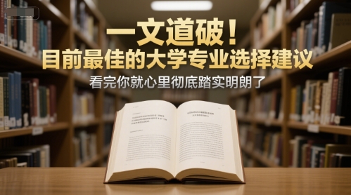 付费文章：一文道破！目前最佳的大学专业选择建议，看完你就心里彻底踏实明朗了-余宽网创