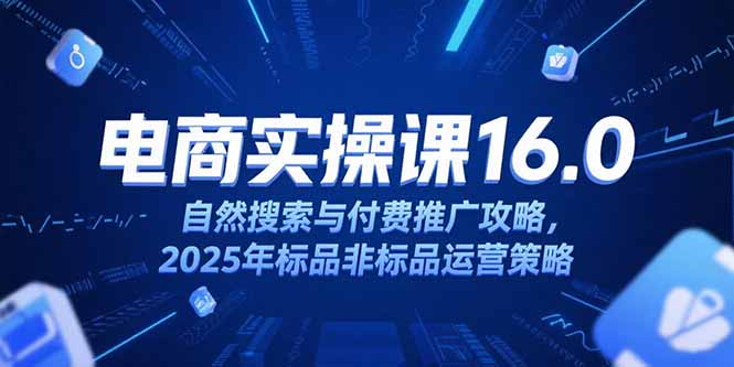 淘宝电商运营课16.0，自然搜索与付费推广攻略，2025年标品非标品运营策略-余宽网创