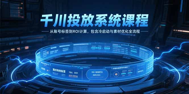 千川投放系统课程，从账号标签到ROI计算，包含冷启动与素材优化全流程-余宽网创