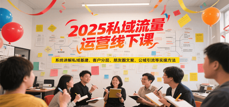 2025私域流量运营线下课，系统讲解私域基建/客户分层/朋友圈文案/公域引流等实操方法-余宽网创