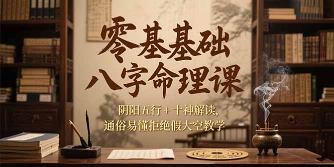零基础八字命理课，阴阳五行+十神解读，通俗易懂拒绝假大空教学-余宽网创