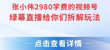 张小伟2980付费额视频号绿幕直播给你们拆解玩法引流获客-私域-网赚项目-副业赚钱-互联网创业-资源整合星途社