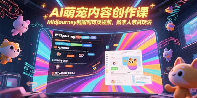 AI萌宠内容创作课，Midjourney制图到可灵视频，数字人带货玩法-梵摄网创