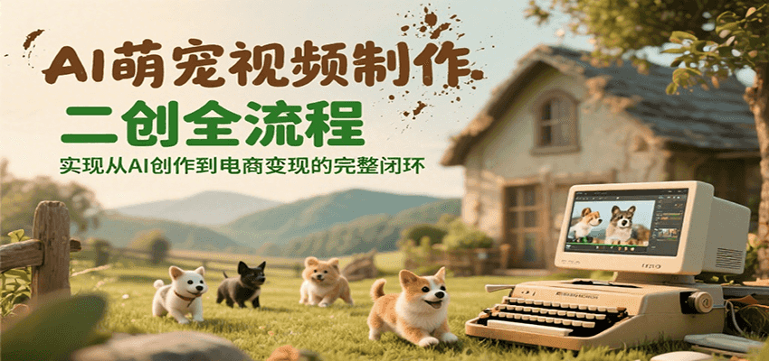 AI萌宠视频制作二创全流程，实现从AI创作到电商变现的完整闭环-余宽网创