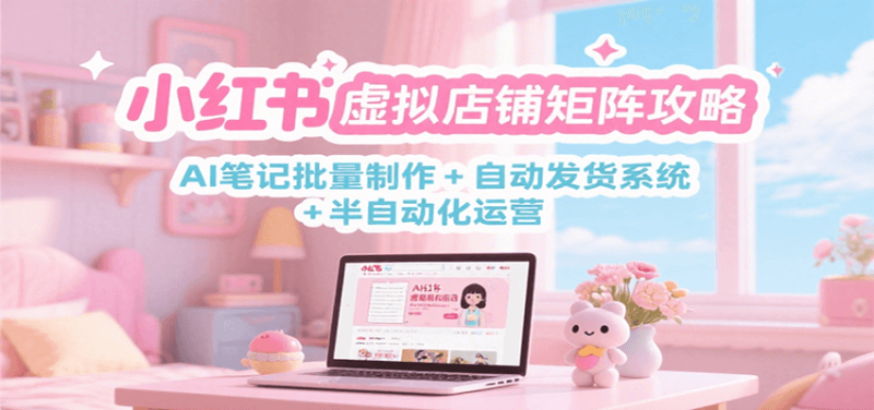 小红书虚拟店铺矩阵攻略:AI笔记批量制作 + 自动发货系统 + 半自动化运营-余宽网创
