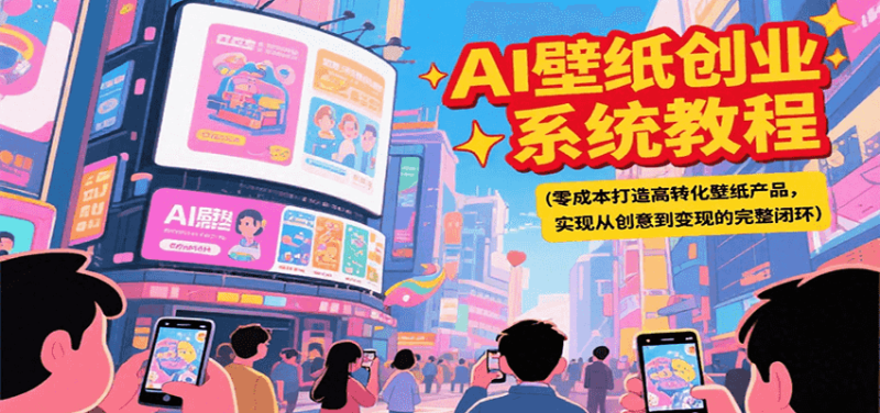 AI壁纸创业系统教程，零成本打造高转化壁纸产品，实现从创意到变现的完整闭环-余宽网创