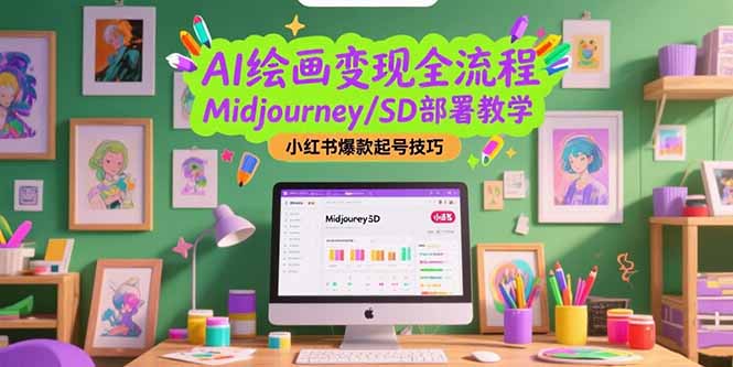 AI绘画变现全流程，Midjourney/SD部署教学，小红书爆款起号技巧-余宽网创