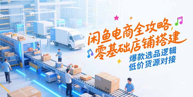 闲鱼电商全攻略，零基础店铺搭建，爆款选品逻辑，低价货源对接-余宽网创