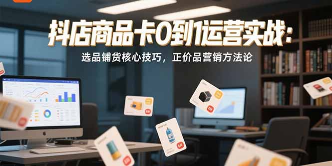 抖店商品卡0到1运营实战：选品铺货核心技巧，正价品营销方法论-余宽网创