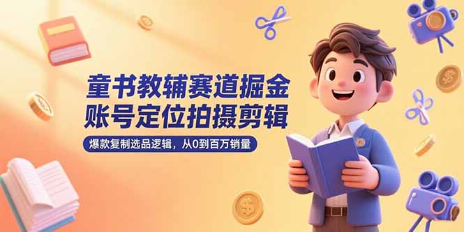 童书教辅赛道掘金，账号定位拍摄剪辑，爆款复制选品逻辑，从0到百万销量-余宽网创