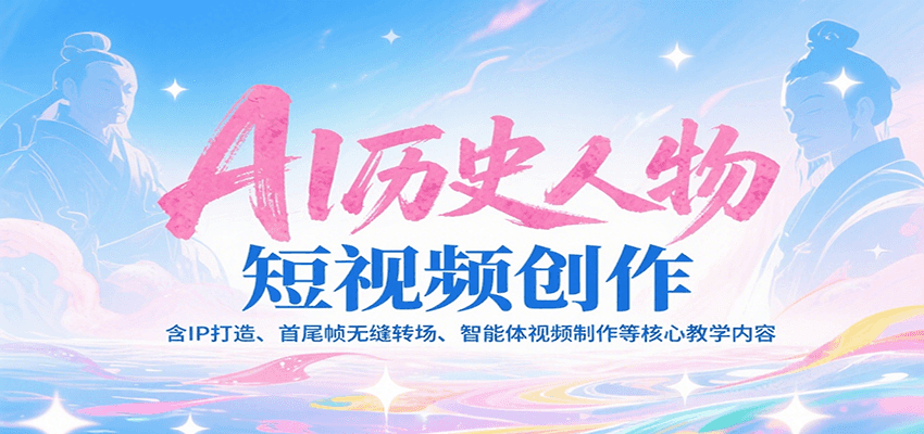 AI历史人物短视频创作，含IP打造、首尾帧无缝转场、智能体视频制作等核心教学内容-余宽网创