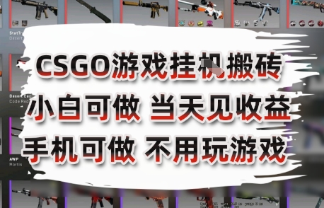 CSGO游戏挂G搬砖，小白纯手机即可操作，不用电脑打游戏，日入3张+，副业网创项目【揭秘】-余宽网创