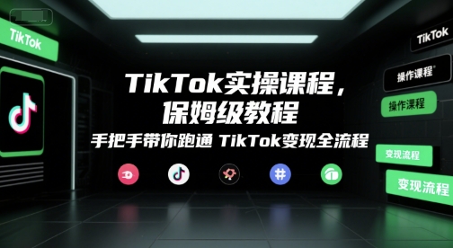 TikTok实操课程，保姆级教程，手把手带你跑通TikTok变现全流程-余宽网创
