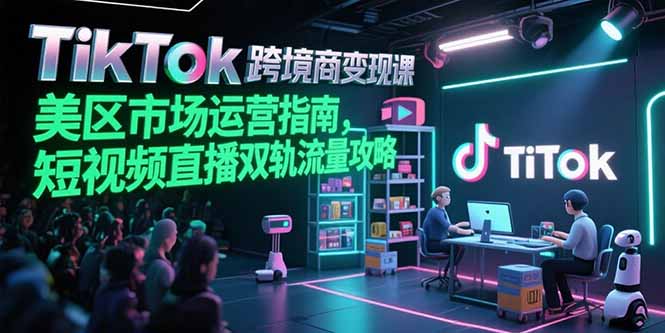 TikTok跨境电商变现课，美区市场运营指南，短视频直播双轨流量攻略-余宽网创
