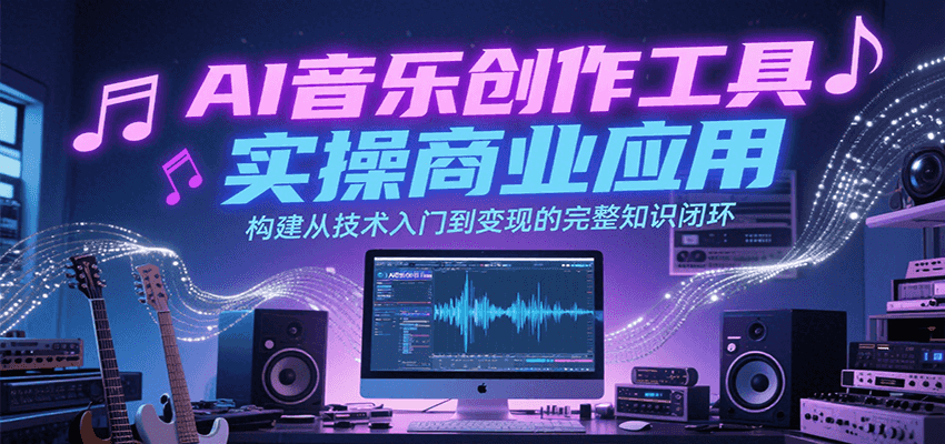 AI音乐创作工具实操商业应用，构建从技术入门到变现的完整知识闭环-余宽网创