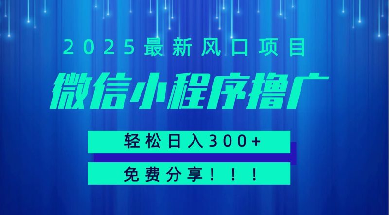 微信小程序撸广,最新风口项目,日入300+ 免费分享 可批量操作 小白可轻松上手!!-余宽网创