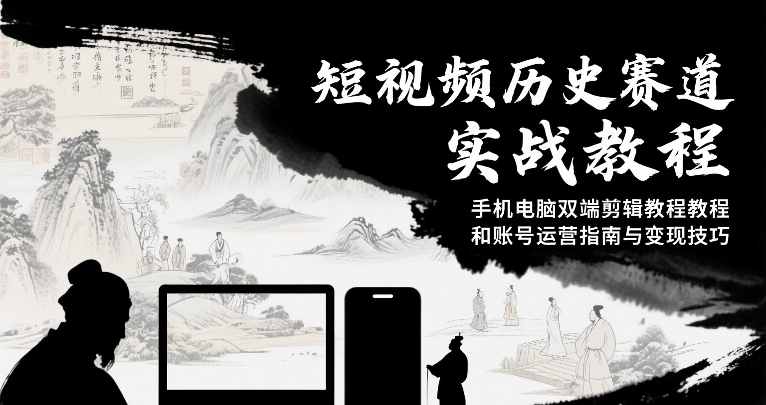 短视频历史赛道实战教程，手机电脑双端剪辑教程和账号运营指南与变现技巧-余宽网创