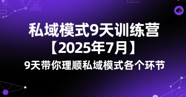 私域模式9天训练营【2025年7月】​9天带你理顺私域模式各个环节-余宽网创