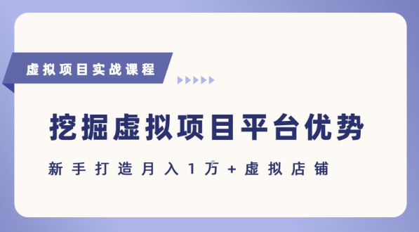 抓住虚拟项目各平台优势，新手轻松月入1W+(给出具体建议)-余宽网创