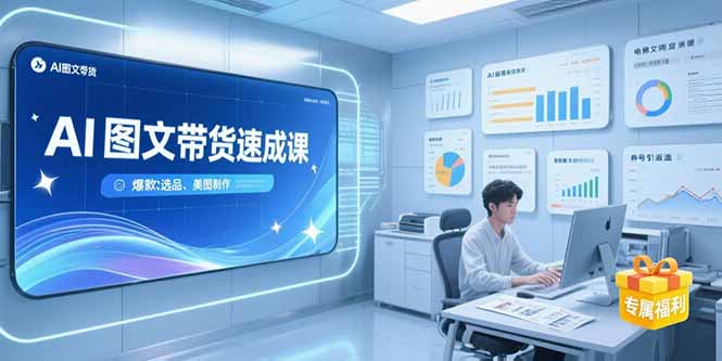AI图文带货速成课，养号引流秘籍，爆款选品策略，美图制作全流程-余宽网创
