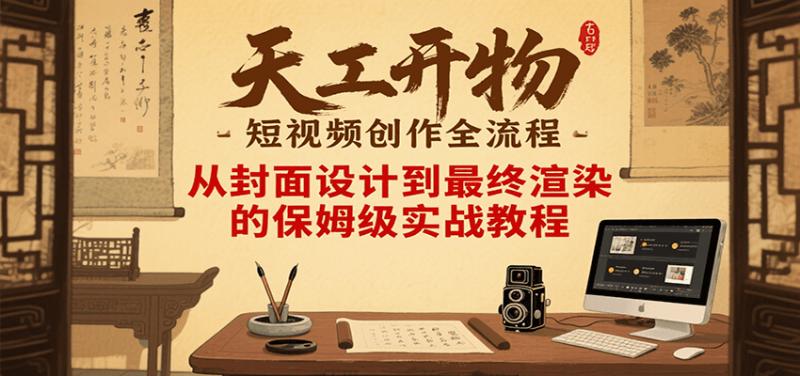 天工开物短视频创作全流程,从封面设计到最终渲染的保姆级实战教程-余宽网创