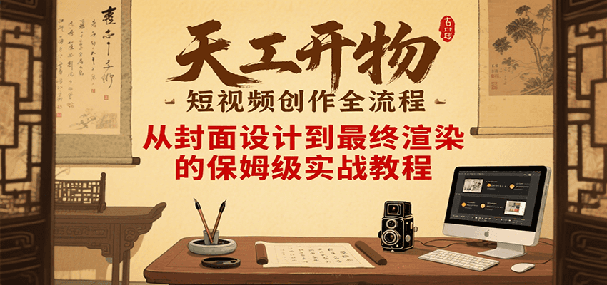 天工开物短视频创作全流程，从封面设计到最终渲染的保姆级实战教程-余宽网创
