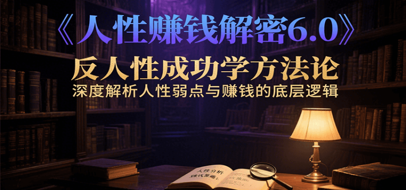 人性赚钱解密6.0,反人性成功学方法论,深度解析人性弱点与赚钱的底层逻辑-余宽网创