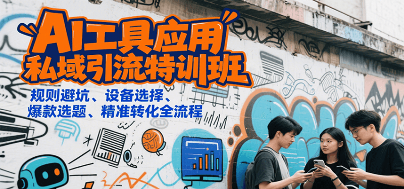 AI工具应用私域引流特训班,规则避坑、设备选择、爆款选题、精准转化全流程-余宽网创
