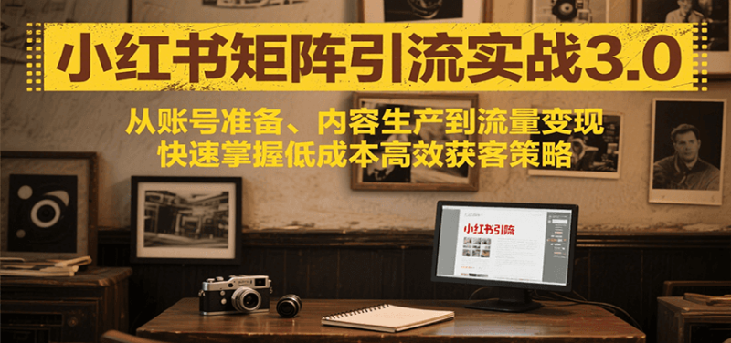 小红书矩阵引流3.0，从账号准备、内容生产到流量变现，快速掌握低成本高效获客策略-余宽网创