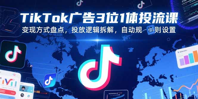 TikTok广告3位1体投流课，变现方式盘点，投放逻辑拆解，自动规则设置-余宽网创