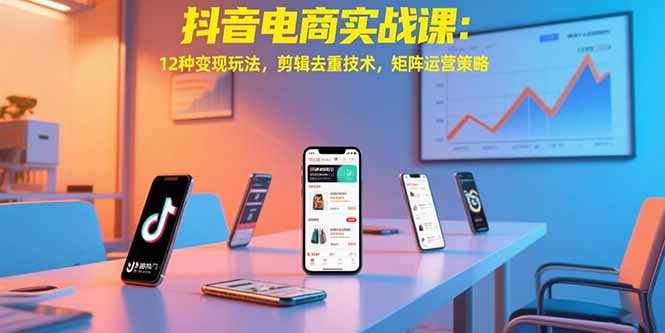 抖音电商实战课：12种变现玩法，剪辑去重技术，矩阵运营策略-余宽网创