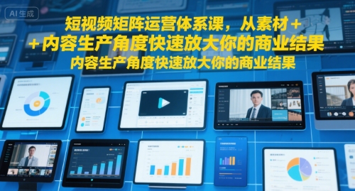 短视频矩阵运营体系课，从素材+内容生产角度快速放大你的商业结果-余宽网创