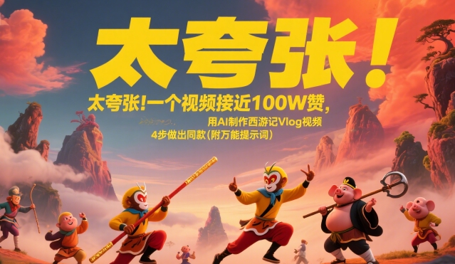 太夸张！一个视频接近100W赞，用AI制作西游记Vlog视频，全流程拆解来了(附万能提示词)-余宽网创