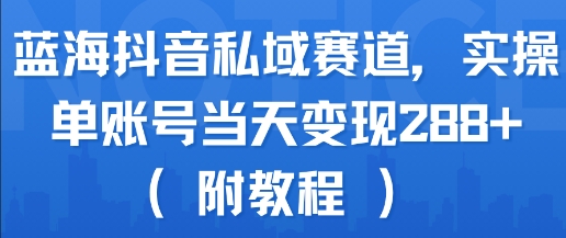 蓝海抖音私域赛道，实操单账号当天变现288+(附教程)-余宽网创