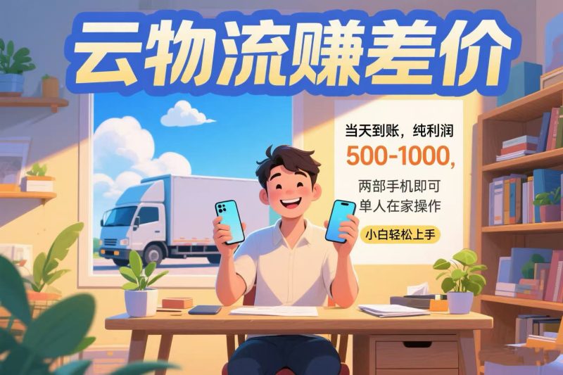 云物流赚差价 当天到账纯利润500-1000 两部手机即可 可单人在家操作 小…-余宽网创