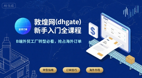 敦煌网(dhgate)新手入门全课程，B端外贸工厂转型必看，抢占海外订单-余宽网创