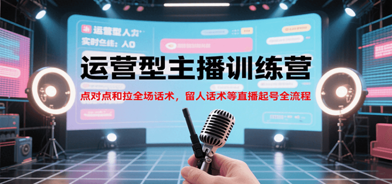 运营型主播训练营,点对点和拉全场话术,留人话术等直播起号全流程(更新7月)-余宽网创