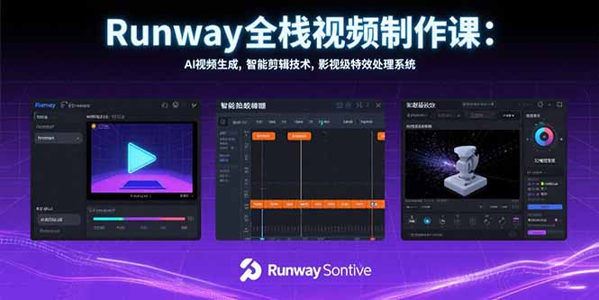 Runway全栈视频制作课：AI视频生成，智能剪辑技术，影视级特效处理系统-余宽网创