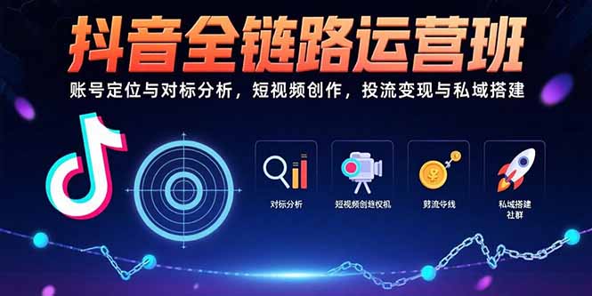 抖音全链路运营班：账号定位与对标分析，短视频创作，投流变现与私域搭建-佐思网 - 免费PHP网站源码模板插件软件网课资源分享平台！