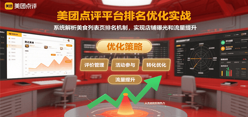美团点评平台排名优化实战，系统解析美食列表页排名机制，实现店铺曝光和流量提升-余宽网创