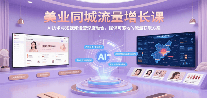 美业同城流量增长课，AI技术与短视频运营深度融合，提供可落地的流量获取方案-余宽网创