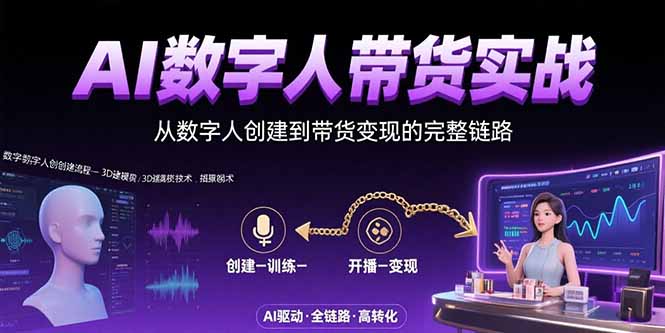 AI数字人+带货实战：从数字人创建到带货变现的完整链路-余宽网创