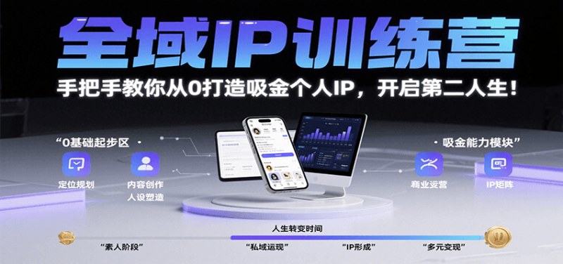 全域IP训练营，手把手教你从0打造吸金个人IP，开启第二人生！-余宽网创