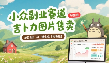 小众副业赛道 吉卜力图片售卖 单日2张+ AI一键生成【附教程】-余宽网创