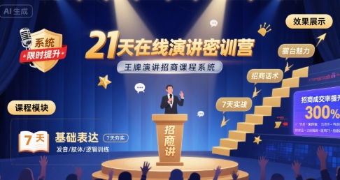 21天在线演讲密训营，王牌演讲招商课程系统-佐思网 - 免费PHP网站源码模板插件软件网课资源分享平台！
